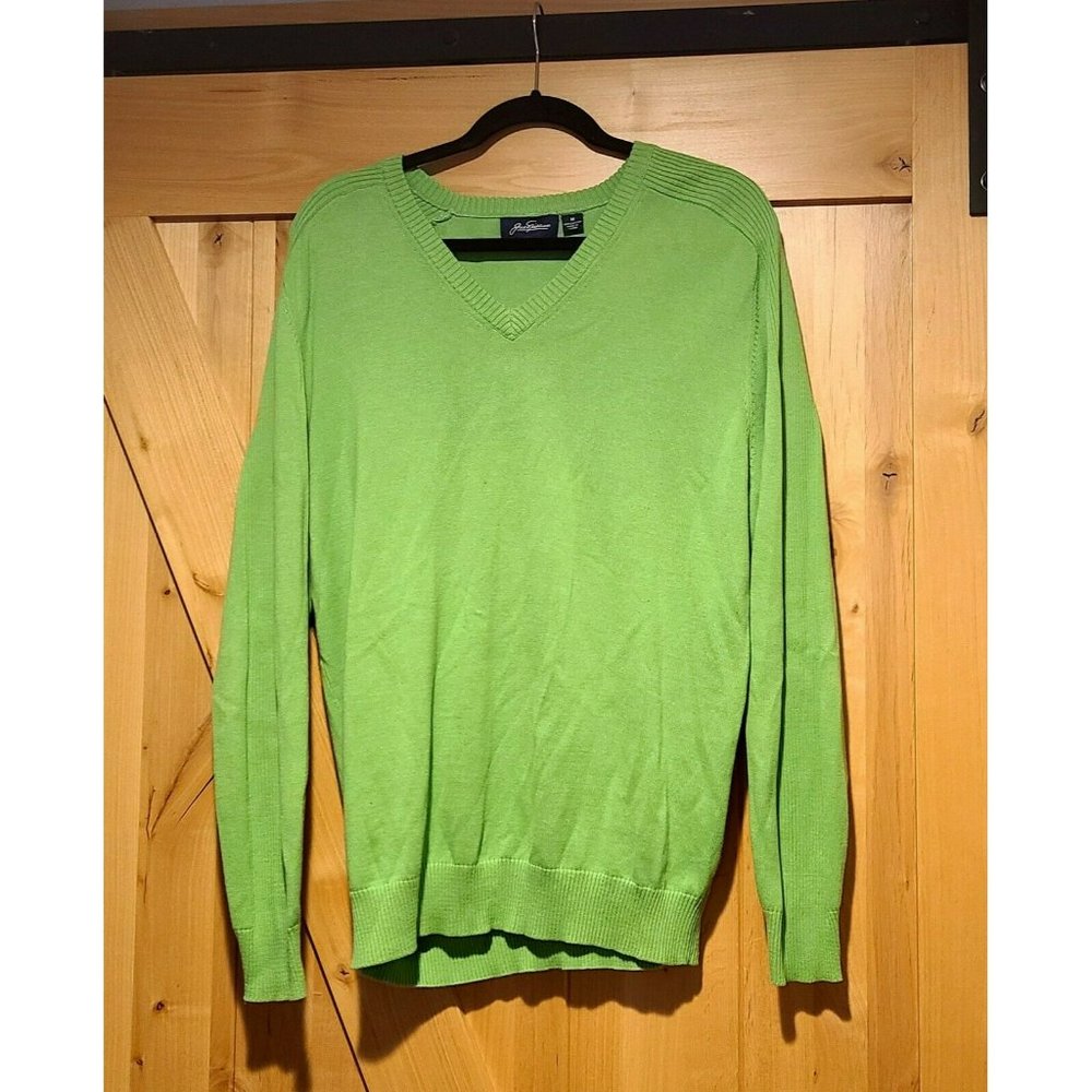 Jack Nicklaus Vintage Mens M Green 100%  Cotton Long Sleeve Golf Sweater